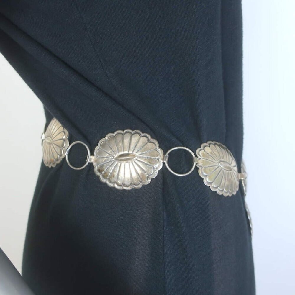 Vintage Navajo Sterling Silver Concho Belt 40" - Picture 4 of 6